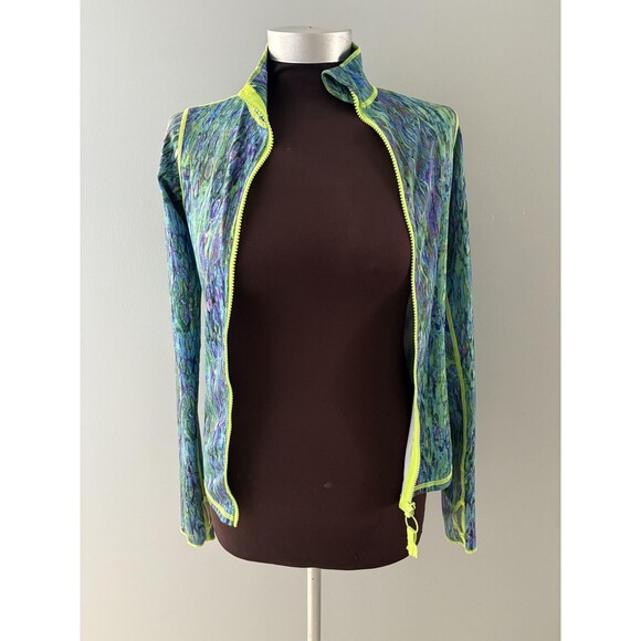 TutuBlue Full Zip Womens XS Blue Green Rash Guard UPF50 Thumbhole Pocket - Picture 2 of 16